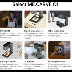 MR.Carve C1 Engraver 5W Blue Light Cutting and Carving Machine with Auto Focus 0.05 Accuracy 80x80mm Engraving Area Built-in Gyroscope Rotatable Head Suitable for Paper Wood Leather