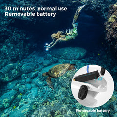 Mix Underwater Scooter with Action Camera Mount 30 Minutes 10 kgf 40M Waterproof Dual Motors Water Sports Swimming Pool Diving Snorkeling Water Scooter for Kids Adults