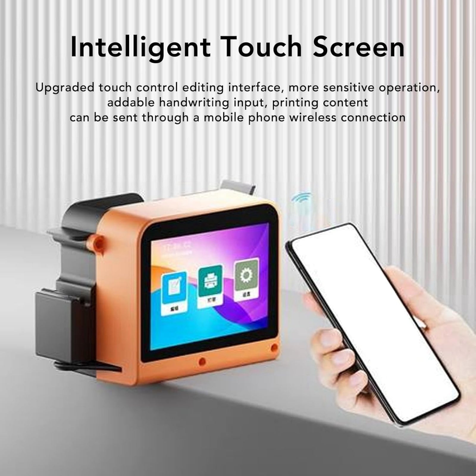 Handheld Inkjet Printer Gun 12.7mm, Touch Screen Portable Handheld Printer, 4 Core Cup Automatic Mobile Inkjet Printer Print on Anything for Batch Number Date Logo (US Plug)