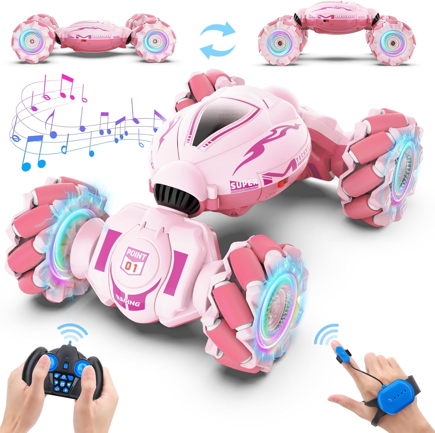 Gesture Sensing RC Stunt Car Toys for 6-12 Boys&Girls - Birthday for Kids, Hand Controlled 2.4Ghz Remote Control Twist Cars, 4WD Transform All-Terrain Off Road Vehicle