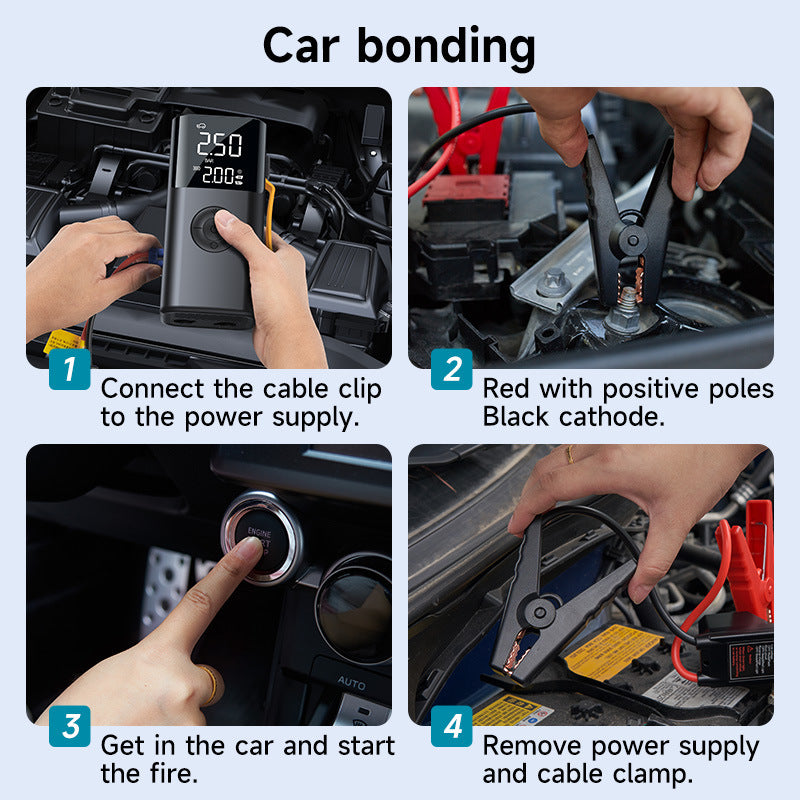 2025 New Automotive Emergency Kit - Air pump, ignition starter and multi-function mobile power supply with vacuum pump