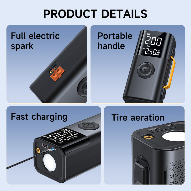 2025 New Automotive Emergency Kit - Air pump, ignition starter and multi-function mobile power supply with vacuum pump