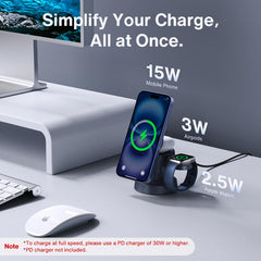 iPhone  4 in 1 Wireless Charging Station Cube with Night-Lamp for MagSafe Magnetic Charger, 22.5 W Travel Stand, 3 in 1 Fast Charge Multiple Devices, Apple iWatch Ultra, Airpods