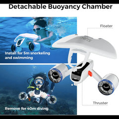 Mix Underwater Scooter with Action Camera Mount 30 Minutes 10 kgf 40M Waterproof Dual Motors Water Sports Swimming Pool Diving Snorkeling Water Scooter for Kids Adults